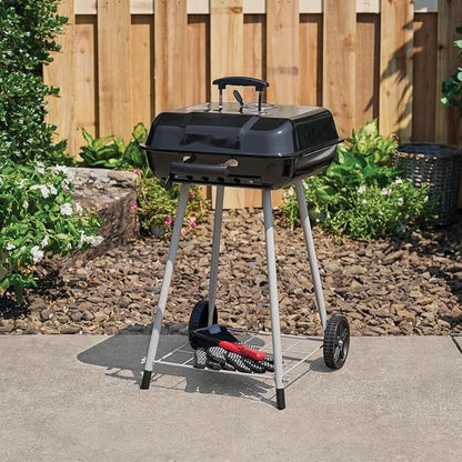 17.5 Inch Portable Charcoal BBQ Grill with Wheels - Durable Outdoor Barbecue for Patios, Beaches & Camping - Easy Assembly Black Grill for Perfect Grilling