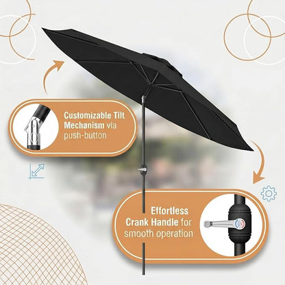 Greesum 9FT Outdoor Patio Umbrella, Table Umbrella for Yard, Market, Heavy-Duty Waterproof Pool Umbrella with 8 Sturdy Ribs, UV Protection for Beach, Deck, Garden, Backyard