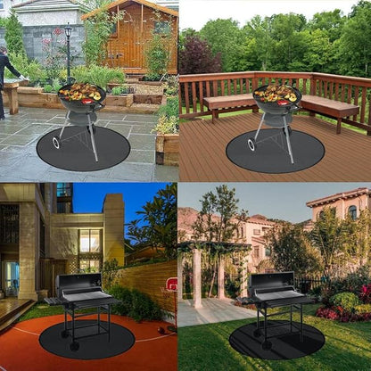 36" Round Fire Pit Mat, Under Grill Mat & Fireproof Mat Fire Pit Pad, Heat-Resistant Fireproof Mat for Outdoor Smoking and Camping, Protect The Deck, Patio, Lawn from Exploding Embers