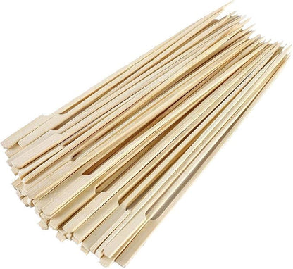Gmark 100 Count Bamboo Paddle Skewers, 8 Inch Natural Flat Wooden BBQ Picks, Biodegradable Kabob Sticks for Grilling, Appetizers, Fruit, Meat & Shish Kebabs GM1076