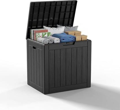 Resin Deck Box Waterproof Outdoor Storage Box for Patio Furniture,Garden Tools,Cushions, Easy to Install