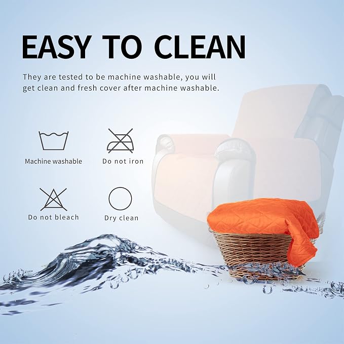 Easy-Going Reversible Couch Cover, Oversized Recliner, Orange/Black | Machine Washable Slipcover For Dogs, Water Resistant Furniture Mat For Living Room, Non-Slip Sofa Cover, Pet Friendly