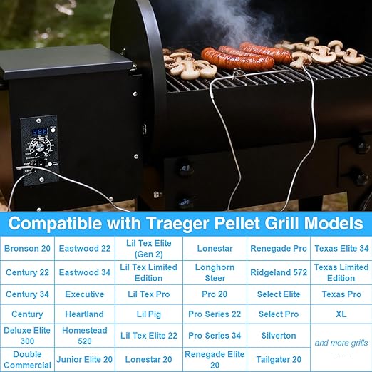 Pellet Grill Controller for Traeger Control Panel Replacement Parts Rtd Temperature Sensor Thermometer Probe Digital Thermostat Board BBQ Somker Accessories