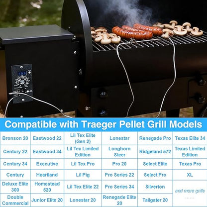 Pellet Grill Controller for Traeger Control Panel Replacement Parts Rtd Temperature Sensor Thermometer Probe Digital Thermostat Board BBQ Somker Accessories