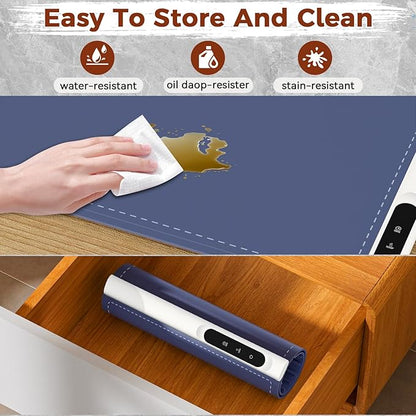 Newise Graphene Warming Mat for Food - Fast Full Surface Heating Electric Warming Tray, Portable Food Warmer for Parties Buffet with 6 Temperature and Timer Settings, Blue