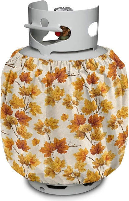 Maple Print Propane Tank Cover 20lb Easy to Install Gas Cover Fits Standard 20 lb Tank Cylinder Waterproof Grill Accessories for Outdoor Camper