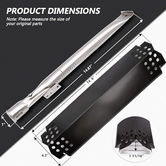 Criditpid Grill Replacement Parts for Nexgrill 2 Burner 720-0864M, 720-0864, 720-0830H, 720-0888N, 720-0864R, Grill Heat Plate Shields, Burners and Igniters for Nexgrill 720-0864M Replacement Parts