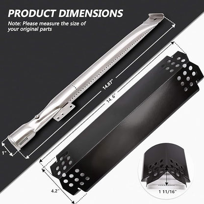Criditpid Grill Replacement Parts for Nexgrill 2 Burner 720-0864M, 720-0864, 720-0830H, 720-0888N, 720-0864R, Grill Heat Plate Shields, Burners and Igniters for Nexgrill 720-0864M Replacement Parts
