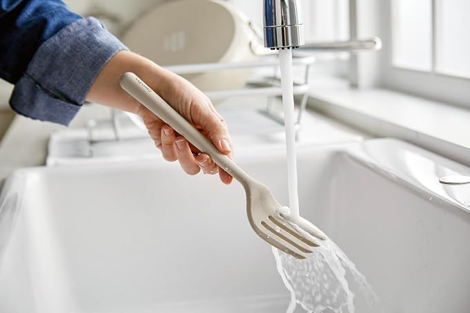 GreenPan Silicone Ultimate Fork, Mixing Stirring Serving, Cooking Kitchen Utensil, Flexible Rubber Nonstick Cookware, Rigid Steel Core, Heat-Resistant, Anti-Slip Handle BPA-Free Dishwasher Safe, Taupe