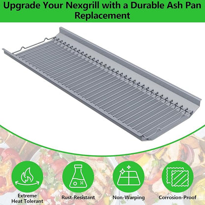 26 Inch Ash Pan Replacement Parts for Nexgrill ‎810-0029C Charcoal Grills, Heavy Duty Steel Gray Coating Ash Pan/Drip Pan for Nexgrill Charcoal 29inch Grills 810-0029C, 26" Drip Pan