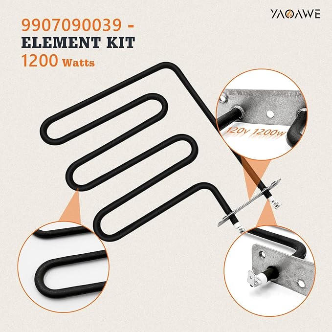1200 Watts Smoker Heating Element Kit Replacement Part 9907090039 for Masterbuilt 40 inches Digital Electric Smokers