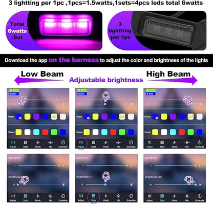 RGB Led Grill Lights Fit for Toyota Tacoma 2015-2023 TRD-Pro Emblems | Aftermarket Trd-pro Grills Grille tacoma lights+1pcs Emblem 4pcs ,20colors