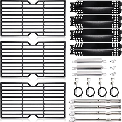 Grill Replacement Parts for Charbroil 4 Burner 463436215, 463439915, 463436213, 463436214, G432-001N-W1, 16 7/8" Cast Iron Grill Grates, Burner Tubes, Heat Plates, Carryover Tubes, Igniters.
