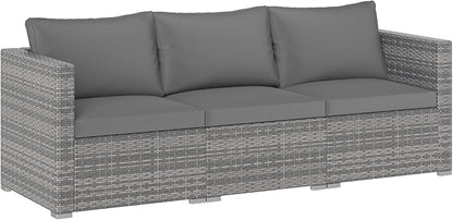 Tangkula 3 Seat Outdoor Wicker Sofa Set, Modular PE Rattan Patio Cushioned Sectional Couch Set, Outside Furniture Set for Deck, Backyard, Porch, Garden & Poolside (Grey)