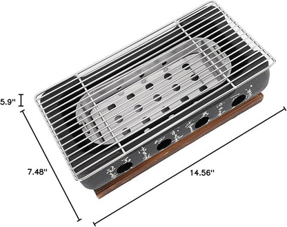 Japanese BBQ Grill Stove Charcoal Barbecue Stove Rec Calligraphy Quick Heating Aluminium Alloy Wire Grill Base for Cam XL (XL)