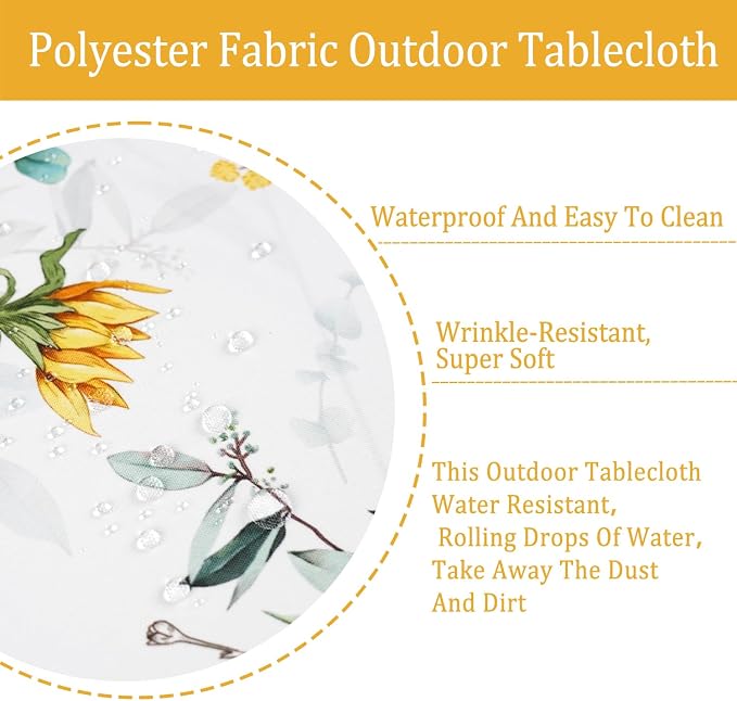 Outdoor Tablecloth with Umbrella Hole Lemon Print Outdoor Table Cover, Windproof & Easy Install Patio Tablecloth for Picnic, Garden, Backyard & Summer Parties 60 x 102 in