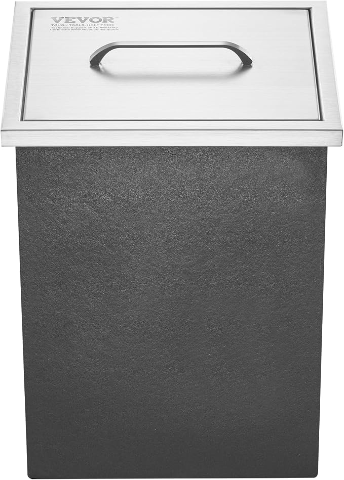 VEVOR Drop in Ice Chest, 14" L x 12" W x 18" H Stainless Steel Ice Cooler, Commercial Ice Bin with Cover, 40 qt Outdoor Kitchen Ice Bar, Drain-Pipe and Drain Plug Included, for Cold Wine Beer