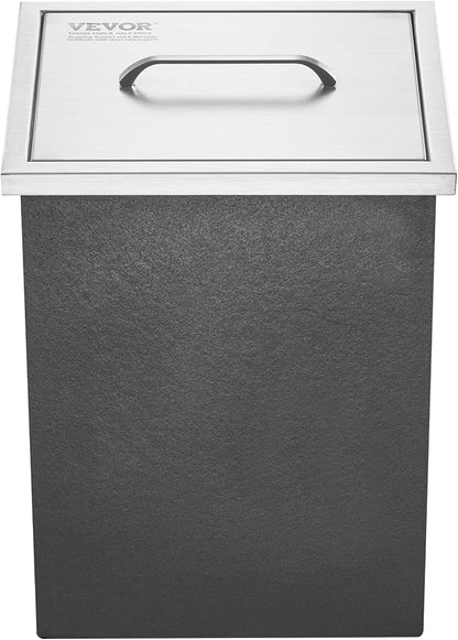 VEVOR Drop in Ice Chest, 14" L x 12" W x 18" H Stainless Steel Ice Cooler, Commercial Ice Bin with Cover, 40 qt Outdoor Kitchen Ice Bar, Drain-Pipe and Drain Plug Included, for Cold Wine Beer