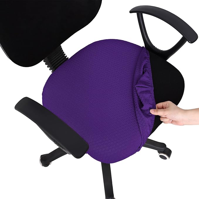 Smiry Office Computer Chair Seat Covers for Desk, Anti-dust Protector | Stretch Jacquard Removable Washable Desk Chair Seat Cushion Protectors, Violet