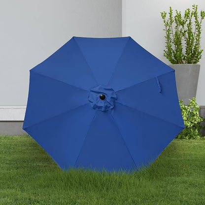 YSSOA 9' Patio Umbrella Outdoor Table Market Yard Umbrella with 8 Sturdy Ribs, Blue
