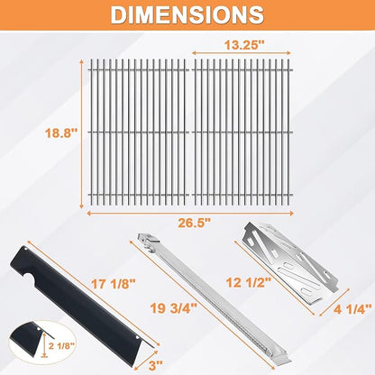 Grill Replacement for Weber Genesis 2 GS4 Parts 3-Burner Genesis II/II LX 300 & Weber Genesis 300(2022 Y),Flavorizer Bars 66032 67095, Grates 66802 66095, Burner 67490 67489&Heat Deflector 66040 66685