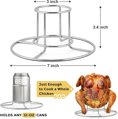 E-far Beer Can Chicken Holder for Grill Smoker Oven, Vertical Stainless Steel Beer Butt Chicken Stand for Whole Chicken Roaster, Food Grade & Non-Toxic Rack for Tender and Juicy Chicken
