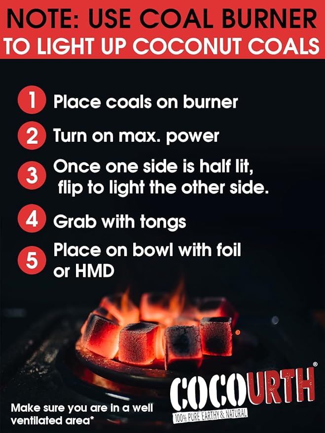 Natural Hookah Coconut Shell Charcoal Flat 25x25x18mm 96 PCS Electric Burner Briquettes Used Also for Cooking, Grilling, Barbecuing, Incense Narguile Coal (1kg)