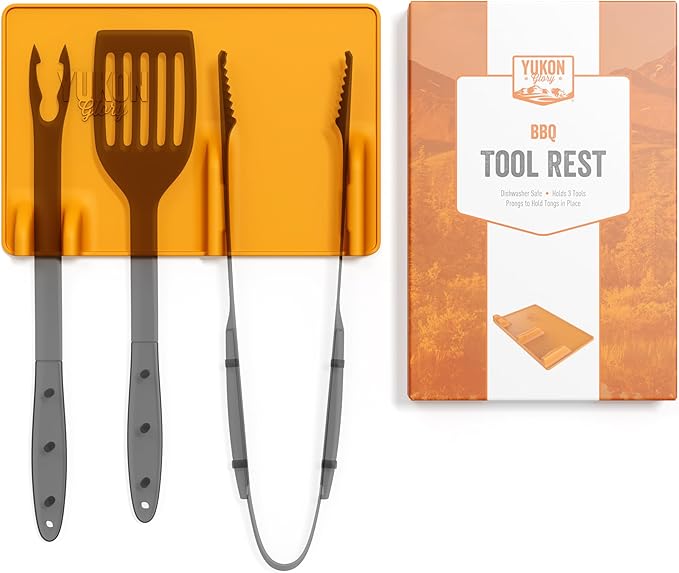 Yukon Glory Orange Tool Resting Mat | BBQ Utensil Holder | Heat-Resistant, Non-Stick Silicone Mat | Essential Grilling & BBQ Accessories | Outdoor Cooking Tool Organizer | Kitchen Spatula Station