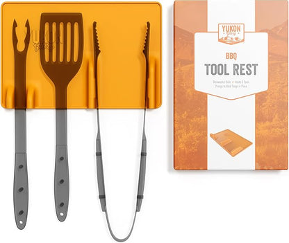 Yukon Glory Orange Tool Resting Mat | BBQ Utensil Holder | Heat-Resistant, Non-Stick Silicone Mat | Essential Grilling & BBQ Accessories | Outdoor Cooking Tool Organizer | Kitchen Spatula Station