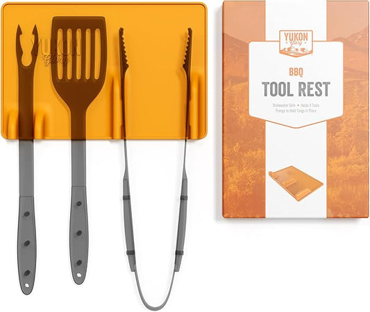 Yukon Glory Orange Tool Resting Mat | BBQ Utensil Holder | Heat-Resistant, Non-Stick Silicone Mat | Essential Grilling & BBQ Accessories | Outdoor Cooking Tool Organizer | Kitchen Spatula Station