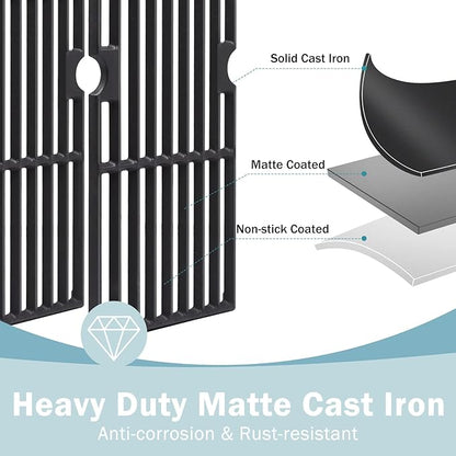 Criditpid Grill Grates for Charbroil Performance 5 Burner 463275517, 463274619 Replacement Parts, 18 Inch Cast Iron Cooking Grates for Char-Broil 463243518 463243519, 463275717, 463274419, 463274819