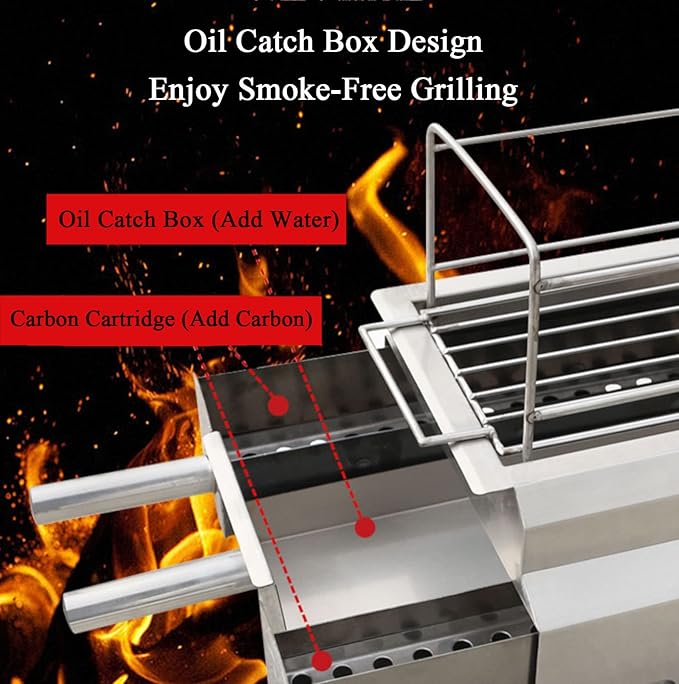 Smokeless Charcoal Grill, Picnic Grill, Thickened Stainless Steel Portable Grill, Removable, Desktop, Home, Outdoor Grill, Rv, Garden Party, Compact