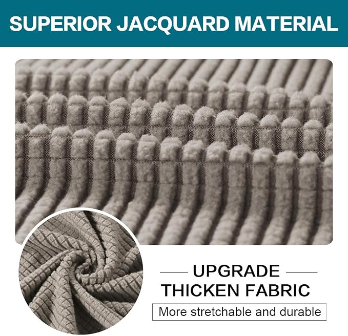 Turquoize 3 Piece Sofa Covers for 2 Cushion Couch Sofa Slipcover Soft Couch Cover for Dogs-Washable Sofa Furniture Covers with 2 Individual Cushion Covers Jacquard Fabric (2 Cushion Sofa, Taupe)
