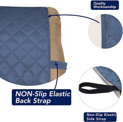 PureFit Reversible Recliner Chair Covers Couch Covers for Dogs, 19 in | Dark Blue/Light Blue, Water Resistant Couch Protector, Washable Pet Couch Cover with Non Slip and Elastic Straps For Kids