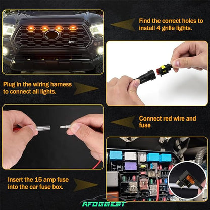 Grill Light For Tacoma TRD Off Road 2020 2021 2022,Smoked Shell Amber LED Front Grille Lights For Tacoma TRD Sport