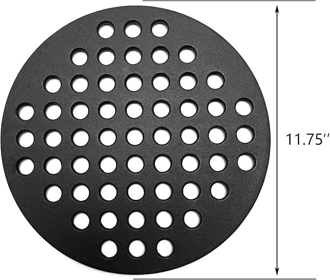 11.75" Cast Iron Round Fire Grate, High Heat Charcoal Plate Fire Bottom Grate Replacement Parts for Fire Pit, Kamado Joe Big Joe I II III 24" Charcoal Grill