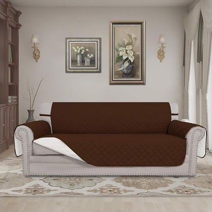 Easy-Going Reversible Couch Cover, 4 Seater Sofa, Coffee/Ivory | XX-Large Sofa, Washable Slipcover For Dogs, Water Resistant Mat, Living Room, Non-Slip Sofa Cover, Pet Friendly