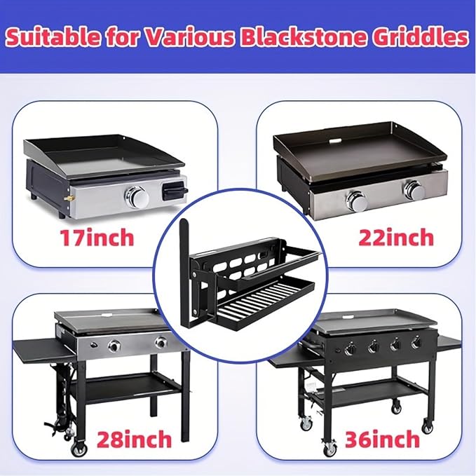 Upgrade Foldable Griddle Caddy for 17''/22''/28"/36" Blackstone BBQ Griddle,Space Saving Grill Tool Holder for Blackstone BBQ Accessories Organizer,with Paper Towel Holder&Knife Rack&Hooks