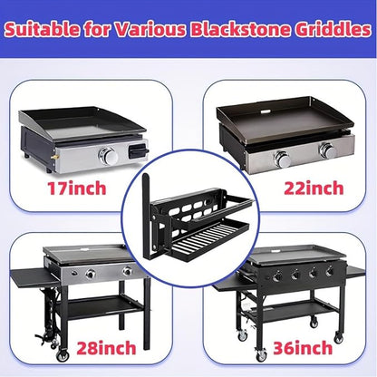 Upgrade Foldable Griddle Caddy for 17''/22''/28"/36" Blackstone BBQ Griddle,Space Saving Grill Tool Holder for Blackstone BBQ Accessories Organizer,with Paper Towel Holder&Knife Rack&Hooks