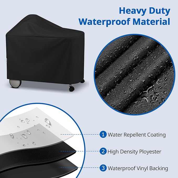 SunPatio Outdoor Waterproof Grill Cover Compatible for Weber 22 Inch Performer Premium Deluxe, RecTeq, Char-Griller Grills, Compared to Weber 7152, Heavy Duty Weather Resistant Charcoal BBQ Cover