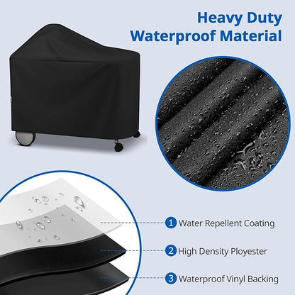 SunPatio Outdoor Waterproof Grill Cover Compatible for Weber 22 Inch Performer Premium Deluxe, RecTeq, Char-Griller Grills, Compared to Weber 7152, Heavy Duty Weather Resistant Charcoal BBQ Cover