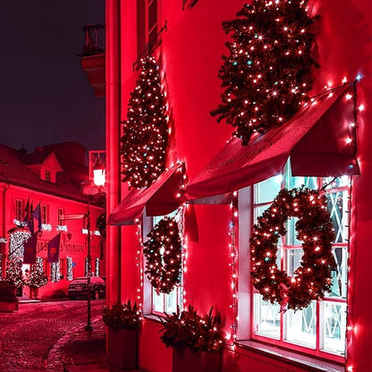 25ft 50 Counts Red LED Christmas Lights - Commercial Grade Outdoor Waterproof, 5mm Wide Angle Green Wire, Xmas Tree Lights, IP:65, UL