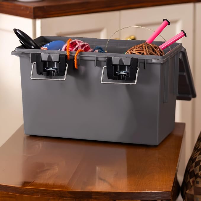 Sheffield XL Ammo Box Made in USA, Stackable Lockable Ammo Storage Box | 4 Pack Lockable Storage Box, Water and Dust Resistant Dry Box, Secures Hunting Gear, Gun Accessories, Supplies, and Bullets