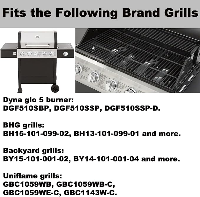 DGF510SBP Grill Grates Replacement Parts for Dyna Glo DGF510SSP DGF510SSP-D BHG Gas Grill Parts BH15-101-099-02 GBC1462W BH13-101-099-01 BY15-101-001-02 Backyard Grill Cooking Grates Cast Iron Grids
