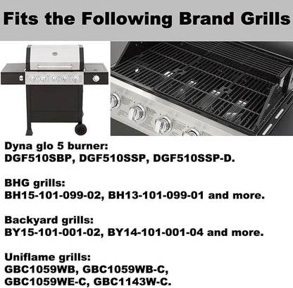 DGF510SBP Grill Grates Replacement Parts for Dyna Glo DGF510SSP DGF510SSP-D BHG Gas Grill Parts BH15-101-099-02 GBC1462W BH13-101-099-01 BY15-101-001-02 Backyard Grill Cooking Grates Cast Iron Grids