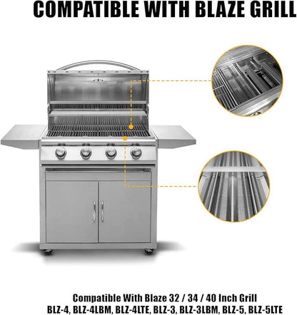 Flame Tamer Grill Replacement Parts for Blaze Grill BLZ-4 BLZ-4-Cart BLZ-4-LP BLZ-4-NG 32-Inch 25-Inch 40-Inch 3-5 Burner Grills Stainless Steel Heat Tent Shields for Even Heat & Smoky Flavor