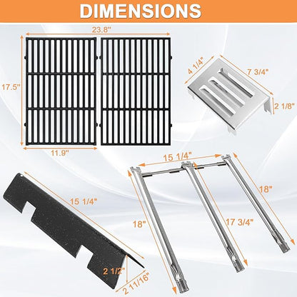 Grill Parts for Weber Spirit 2 Grill Parts GS4 Spirit II 300 SER E310 Replacement Parts for Weber 69797 Flavorizer Bars 67046 7636, 67060 GS4 Heat Deflector, 7638 Grates,67025 69787 67103 Burner Tubes