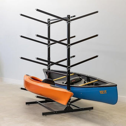 Teal Triangle Adjustable Freestanding Kayak Storage Rack, Holds 8 Kayaks | Outdoor Kayak Rack, Paddle Board Holder, Canoe Rack, Kayak Stand, Felt Padded Arms, Weather Resistant Steel