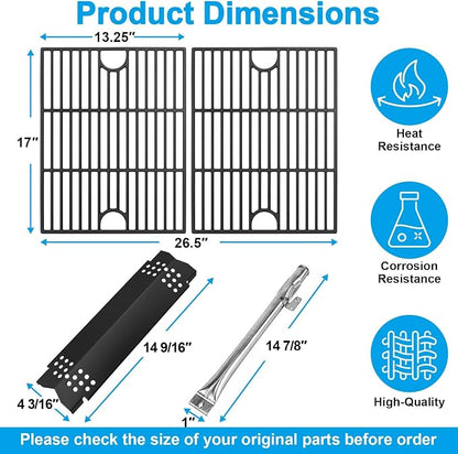 Grill Replacement Parts Kit for Nexgrill 5 Burner 720-0888 720-0888N 720-0888S and 4 Burner 720-0830H 720-0830 720-0830D Set of 2 Grill Grates and 5 Heat Plates and 5 Burner Tubes for Nexgrill Parts