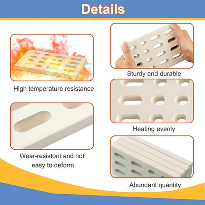 Ceramic Brick, Ceramic Radiant Flame Tamer Replacement for Barbeques Galore Grand Turbo, Grand Hall, Members Mark Grills, Heat Plate Ceramic Briquettes, 7 1/16" x 4 3/4" x 1/2", 4 Pack